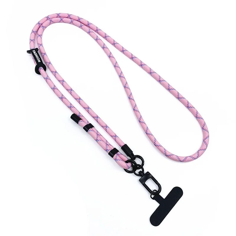 Phone Neck Strap 7mm Thick Polyester Adjustable Universal Phone Strap with Tether Tab, Total Length: 150cm - Blue+Rose+Pink