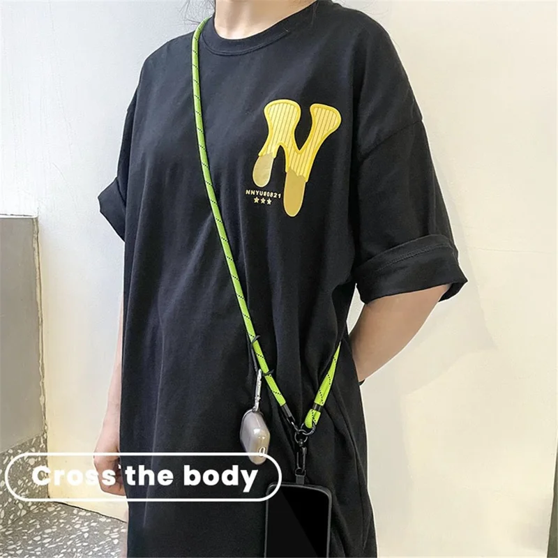 Phone Neck Strap 7mm Thick Polyester Adjustable Universal Phone Strap with Tether Tab, Total Length: 150cm - Blue+Rose+Pink