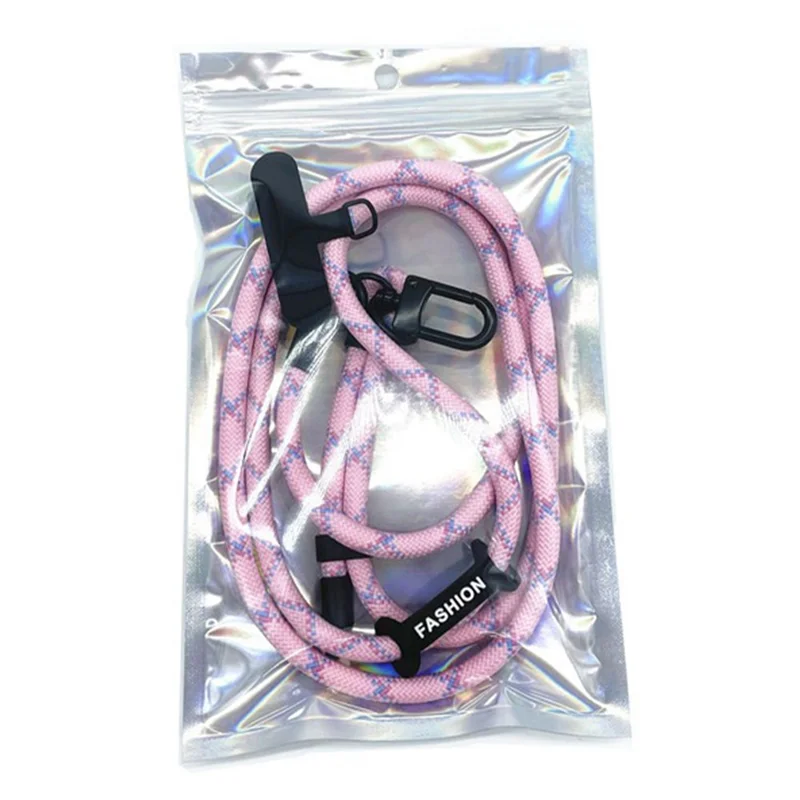Phone Neck Strap 7mm Thick Polyester Adjustable Universal Phone Strap with Tether Tab, Total Length: 150cm - Blue+Rose+Pink