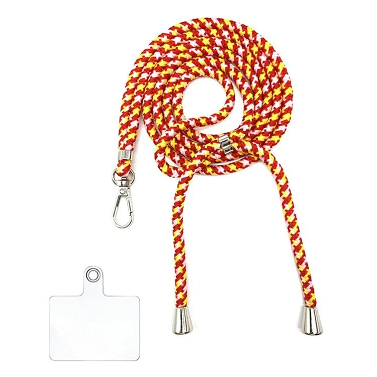 Phone Lanyard 6mm Thick Polyester Adjustable Phone Lanyard Neck Strap with Tether Tab, Total Length: 160cm - Red+Pink+Yellow