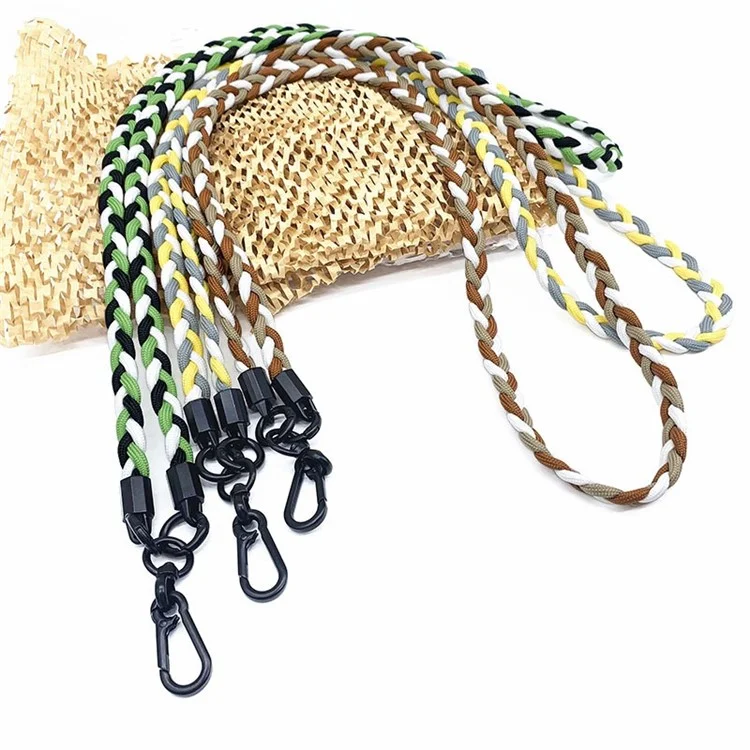 Phone Lanyard Tri-Color Splicing Polyester Crossbody Shoulder Strap with Tether Tab, Total Length: 130cm - Green+White+Orange