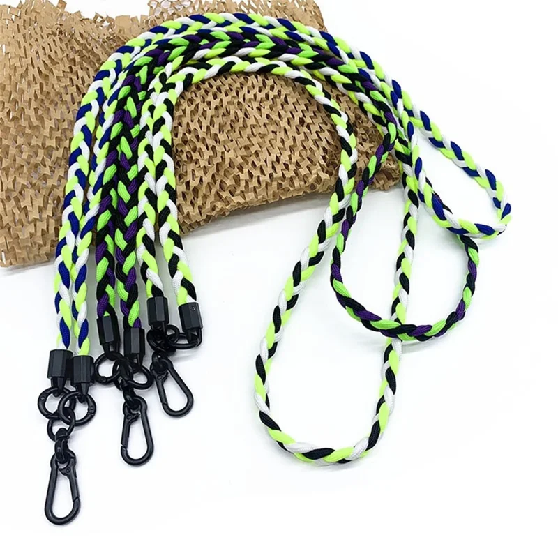 Phone Lanyard Tri-color Polyester Crossbody Shoulder Strap with Tether Tab, Total Length: 130cm - Dark Blue+Light Blue+White