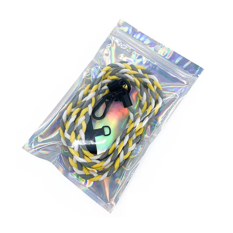 Phone Lanyard Tri-color Polyester Crossbody Shoulder Strap with Tether Tab, Total Length: 130cm - Dark Blue+Light Blue+White