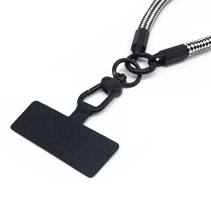 8mm Phone Wrist Strap Polyester Hand Strap Short Lanyard with Tether Tab, Length: 30cm - Black White Check