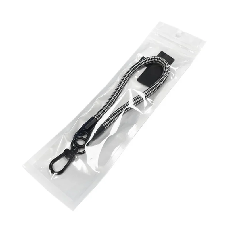 8mm Phone Wrist Strap Polyester Hand Strap Short Lanyard with Tether Tab, Length: 30cm - Black White Check