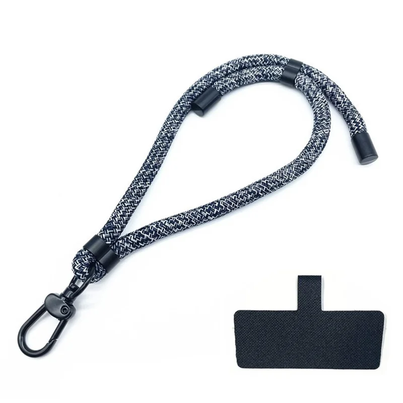 Adjustable Phone Hand Strap 8mm Polyester Short Strap Lanyard with Tether Tab, Length: 50cm - Blue Mix