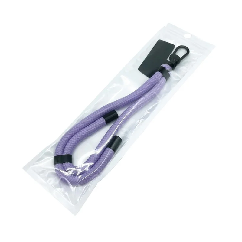 Adjustable Phone Hand Strap 8mm Polyester Short Strap Lanyard with Tether Tab, Length: 50cm - Blue Mix