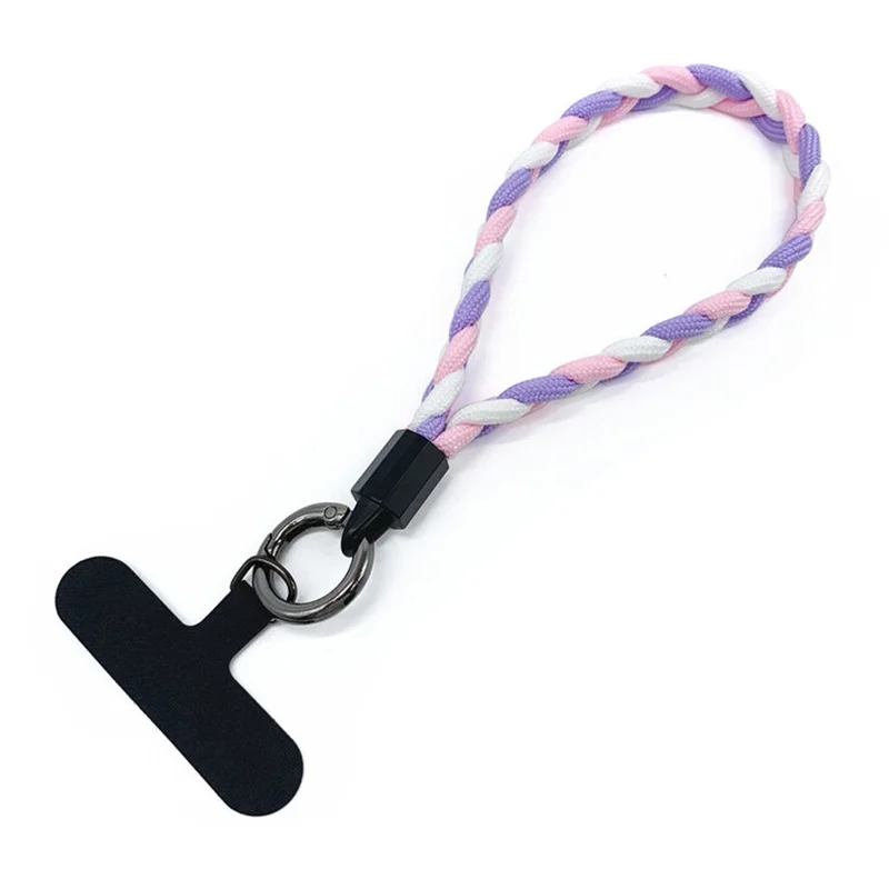 Tri-Color Braided Phone Wrist Strap Polyester Hand Strap Lanyard with Tether Tab, Length: 30cm