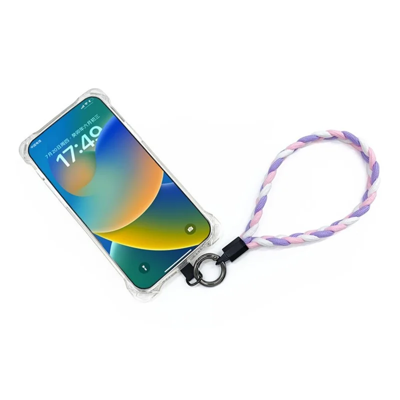 Tri-Color Braided Phone Wrist Strap Polyester Hand Strap Lanyard with Tether Tab, Length: 30cm