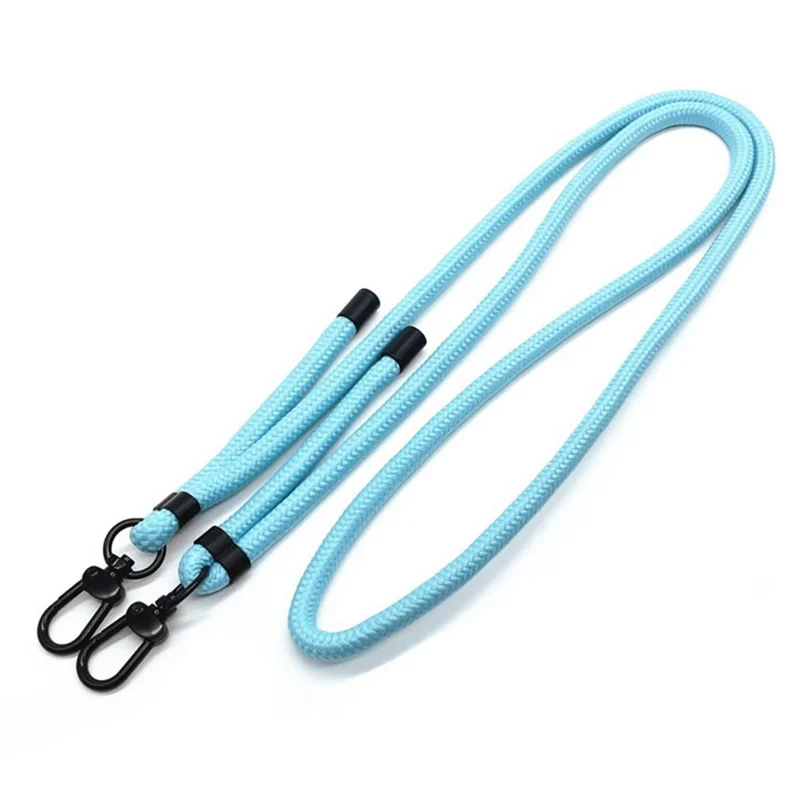 8mm Phone Adjustable Crossbody Strap Dual Buckles Polyester Lanyard, Total Length: 150cm - Sky Blue