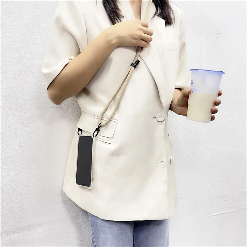 8mm Phone Adjustable Crossbody Strap Dual Buckles Polyester Lanyard, Total Length: 150cm - Sky Blue