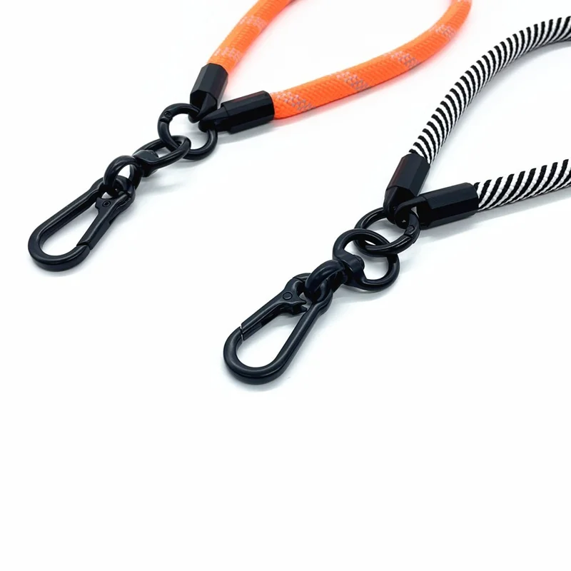 Phone Hand Strap 8mm Polyester Short Strap Lanyard with Tether Tab, Length: 30cm - Fluorescent Orange Grey