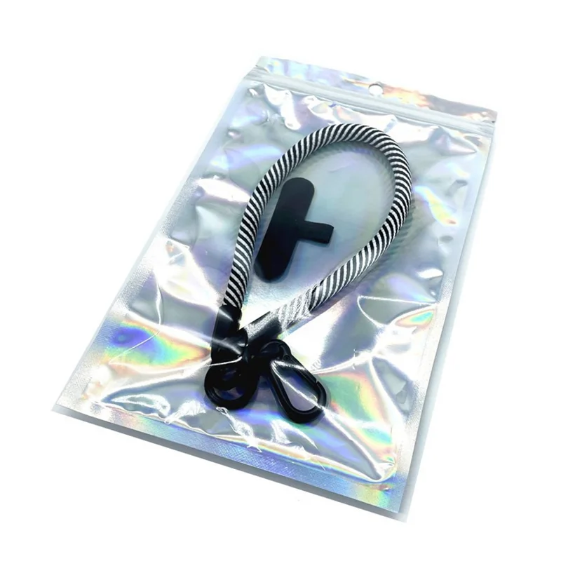 Phone Hand Strap 8mm Polyester Short Strap Lanyard with Tether Tab, Length: 30cm - Fluorescent Orange Grey