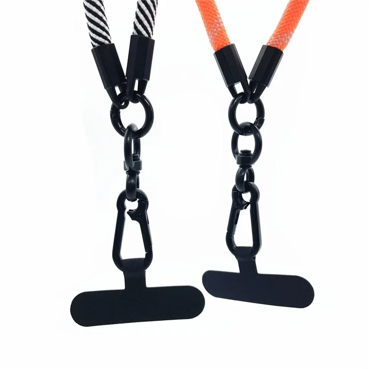 Phone Hand Strap 8mm Polyester Short Strap Lanyard with Tether Tab, Length: 30cm - Black White Mesh