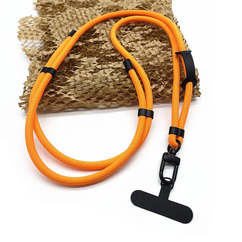 7mm Adjustable Phone Crossbody Strap Polyester Shoulder Strap Lanyard with Tether Tab, Total Length: 150cm - Orange