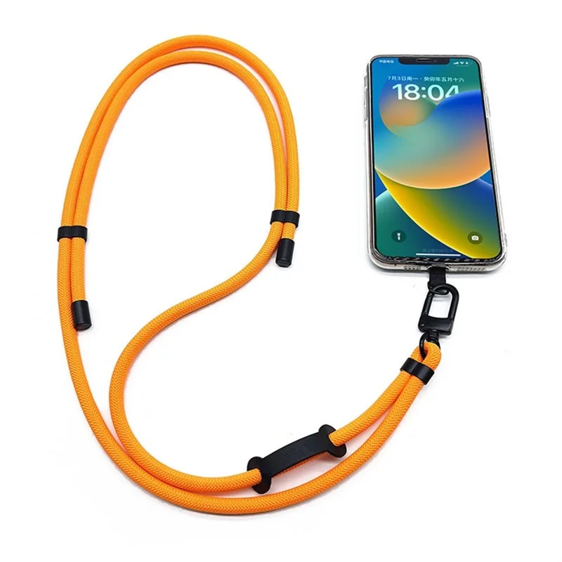 7mm Adjustable Phone Crossbody Strap Polyester Shoulder Strap Lanyard with Tether Tab, Total Length: 150cm - Orange+Green+Pink