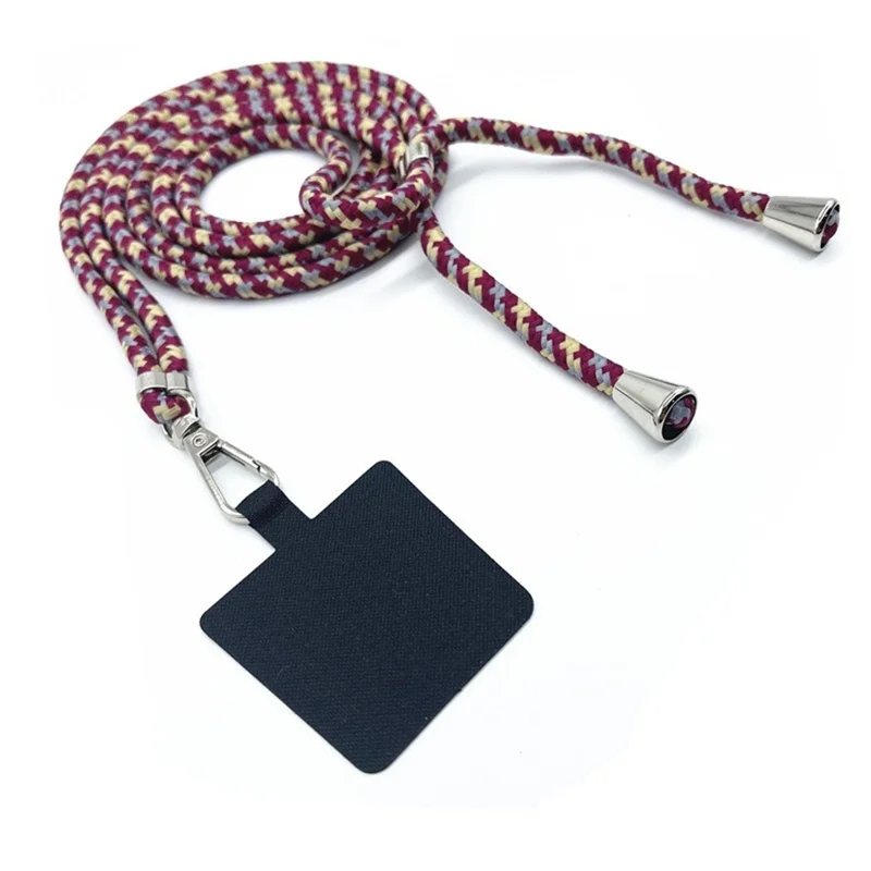 6mm Phone Crossbody Strap Adjustable Polyester Lanyard with TPU Nylon Tether Tab, Total Length: 160cm - Green+White+Blue