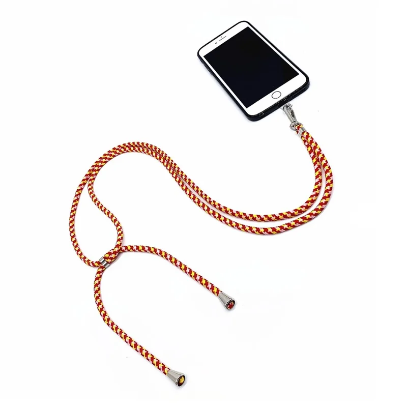 6mm Phone Crossbody Strap Adjustable Polyester Lanyard with TPU Nylon Tether Tab, Total Length: 160cm - Green+White+Blue