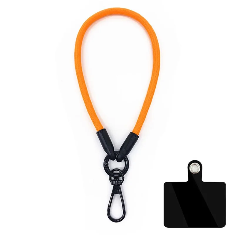 6mm Phone Wrist Hand Strap Polyester Short Lanyard with PVC Tether Tab, Folding Length: 15cm - Orange