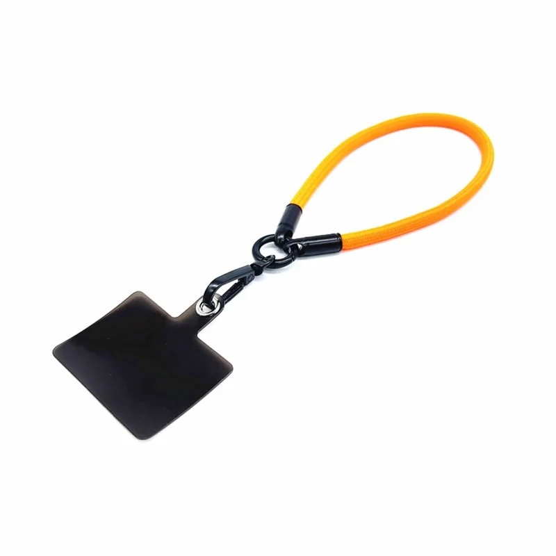 6mm Phone Wrist Hand Strap Polyester Short Lanyard with PVC Tether Tab, Folding Length: 15cm - Orange