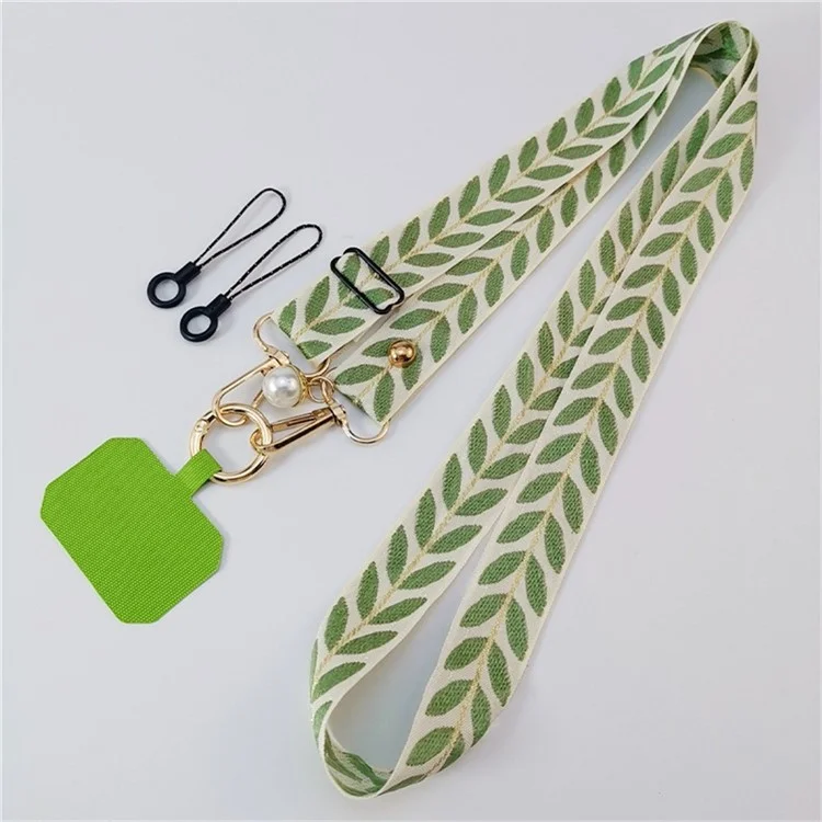 Crossbody Phone Lanyard Motivo a Foglia Regolabile Telefono Telefono Con Scheda Legale + Corde Sospese, Lunghezza Piegata: 64 cm - Verde