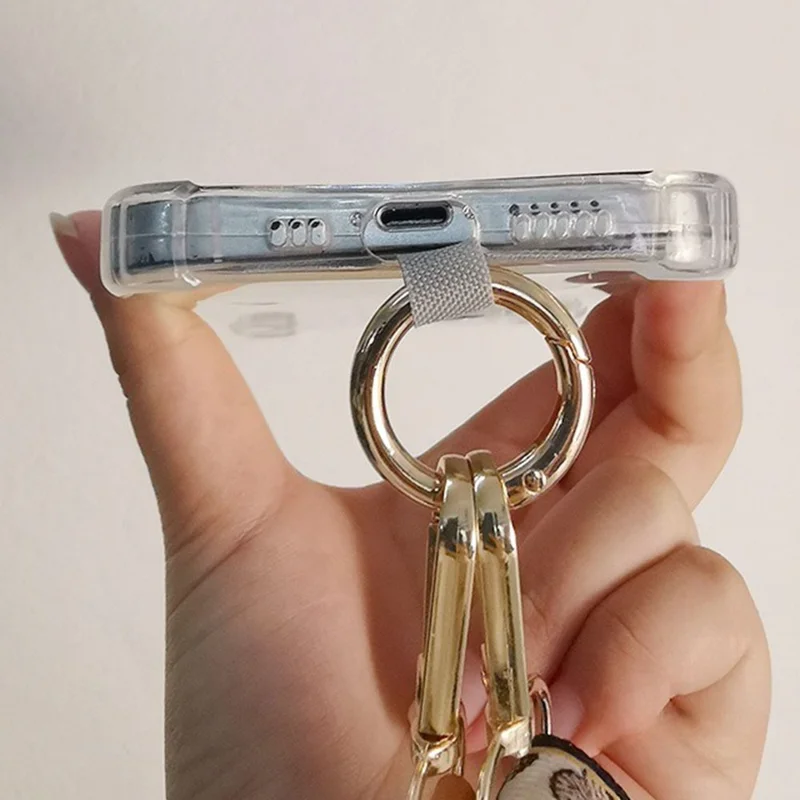 Crossbody Cell Phone Strap Universal Adjustable Phone Lanyard with Tether Tab, Folded Length: 61cm - Orange Circular Pattern