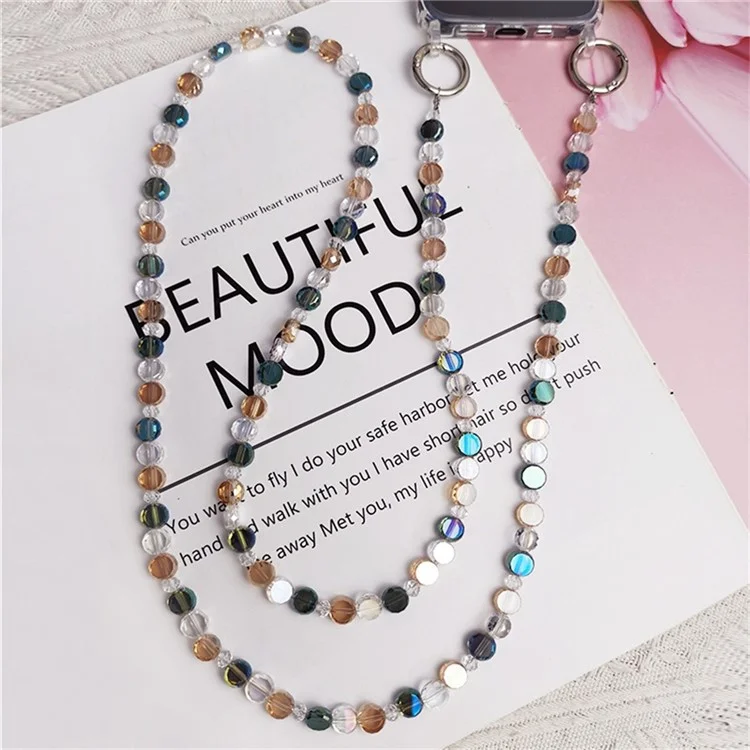 Phone Chain Crossbody Stylish Anti-Lost PVC Beaded Phone Strap with Tether Tab, Total Length: 115cm