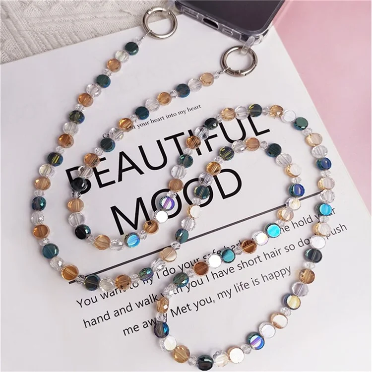 Phone Chain Crossbody Stylish Anti-Lost PVC Beaded Phone Strap with Tether Tab, Total Length: 115cm
