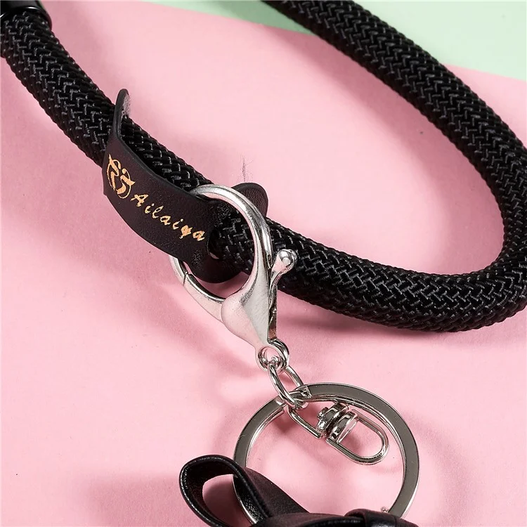 Sangle de Poignet Épaissie de 30 cm Pour le Porte-caméra de Caméra de Téléphone Portable Support de Badge Handard - le Noir