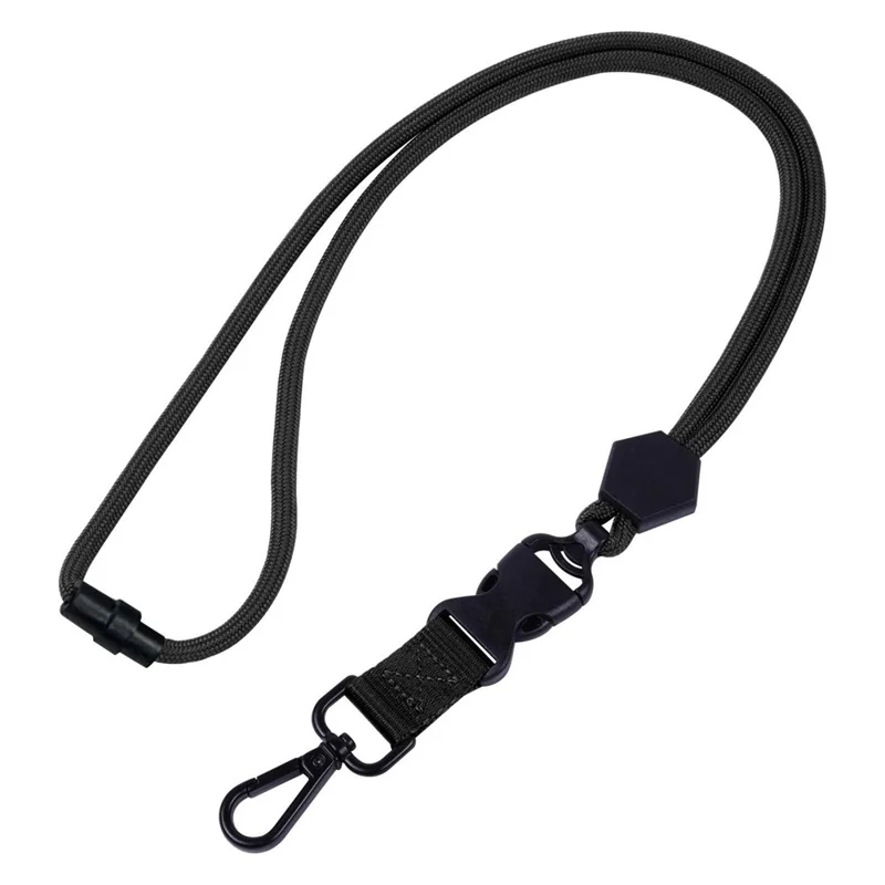 Cuerpo Lanyard Phone Lanyard Keychains With Metal Scoza de ID de Fibra de Poliéster Correa de ID de Fibra, Longitud Plegada: 57 cm - Negro