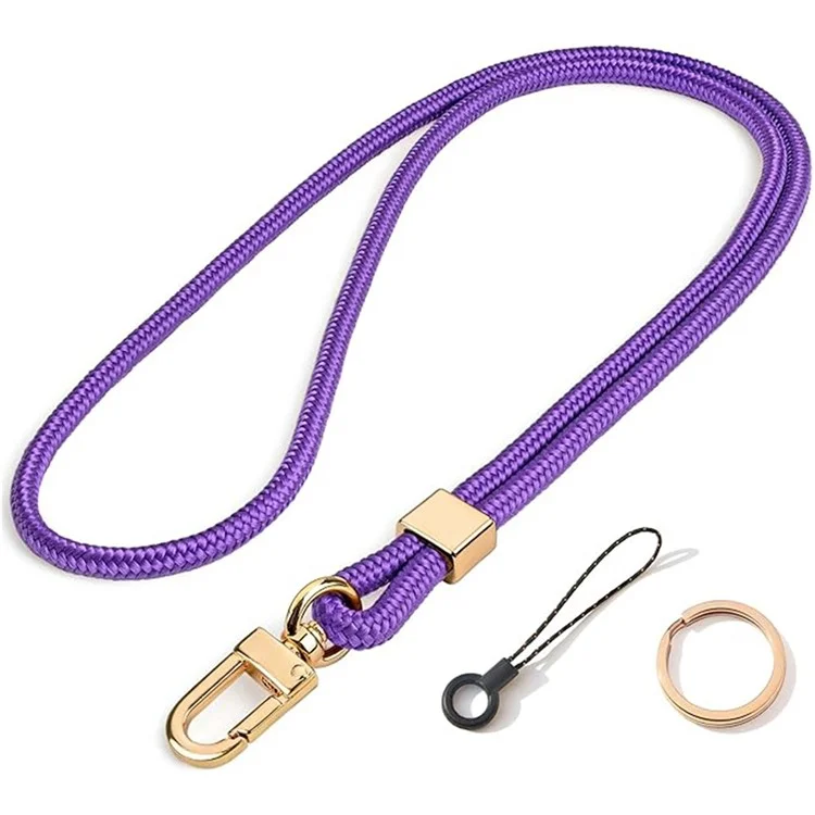 Шнурок для мобильного телефона Polyester Neck Lanyard Strap Keychain ID Badge Holder, длина в сложенном виде: 52 см - фиолетовый