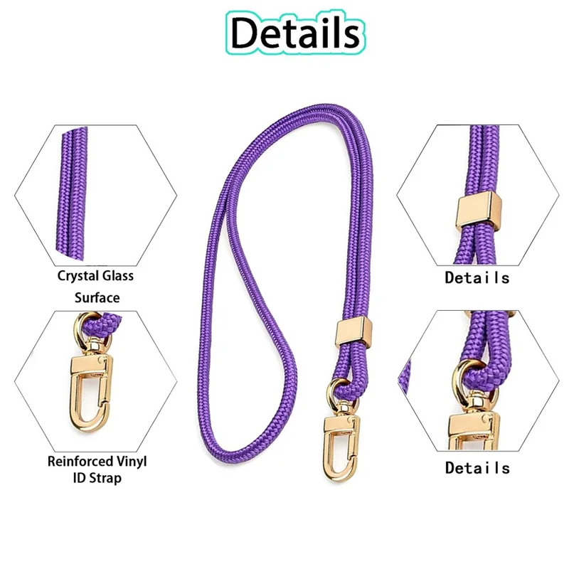 Шнурок для мобильного телефона Polyester Neck Lanyard Strap Keychain ID Badge Holder, длина в сложенном виде: 52 см - фиолетовый