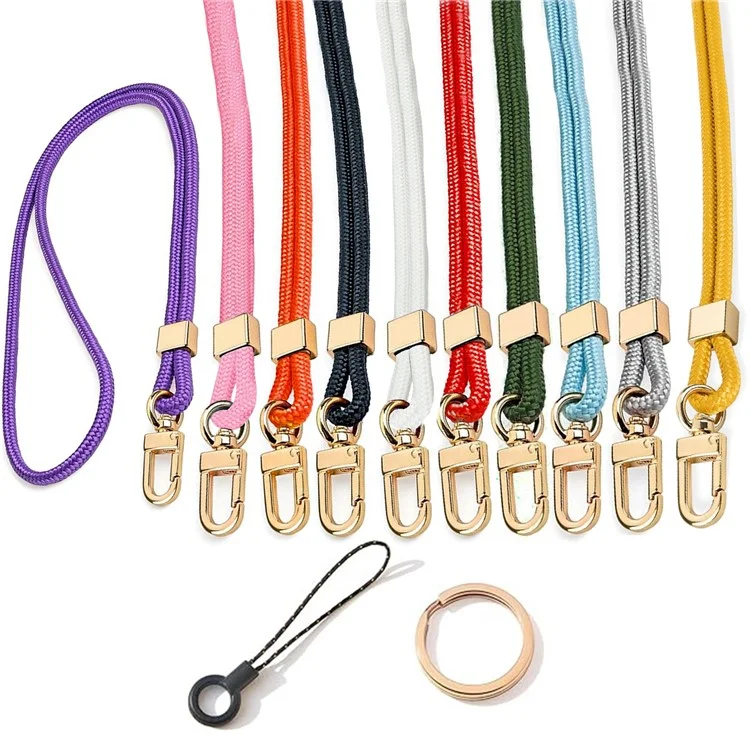 Шнурок для мобильного телефона Polyester Neck Lanyard Strap Keychain ID Badge Holder, длина в сложенном виде: 52 см - фиолетовый