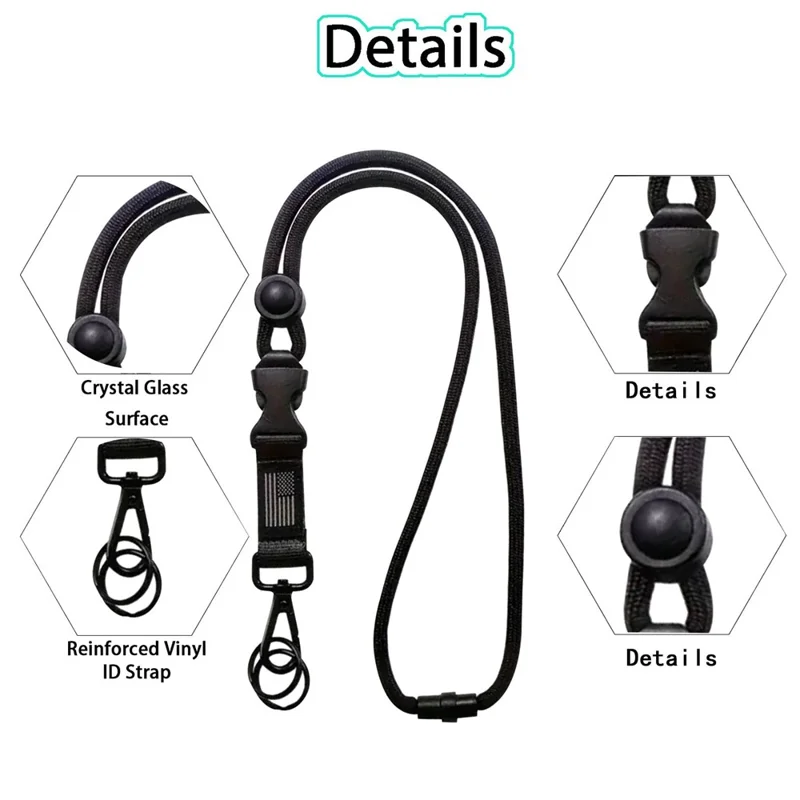 Phone Neck Batge Store Strep Polyester Keychain Topeador, Longitud Plegada: 50 cm - Negro