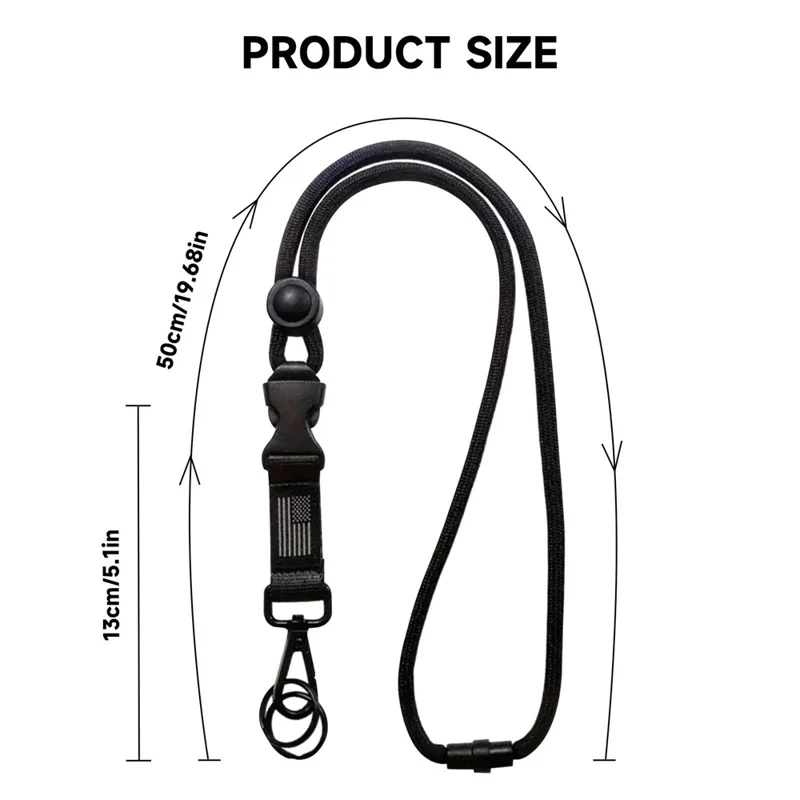 Phone Neck Batge Store Strep Polyester Keychain Topeador, Longitud Plegada: 50 cm - Negro