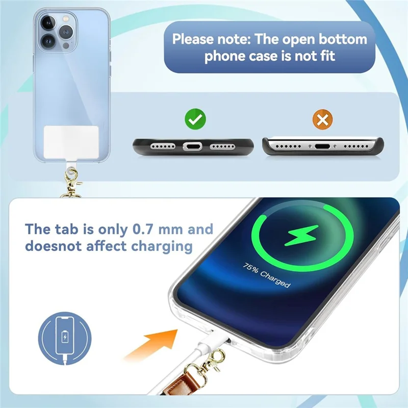 Adjustable Crossbody Phone Lanyard Key Badge Neck Strap Wrist Strap with 2 Tether Tabs + 2 Round Buckles - Pink Marble