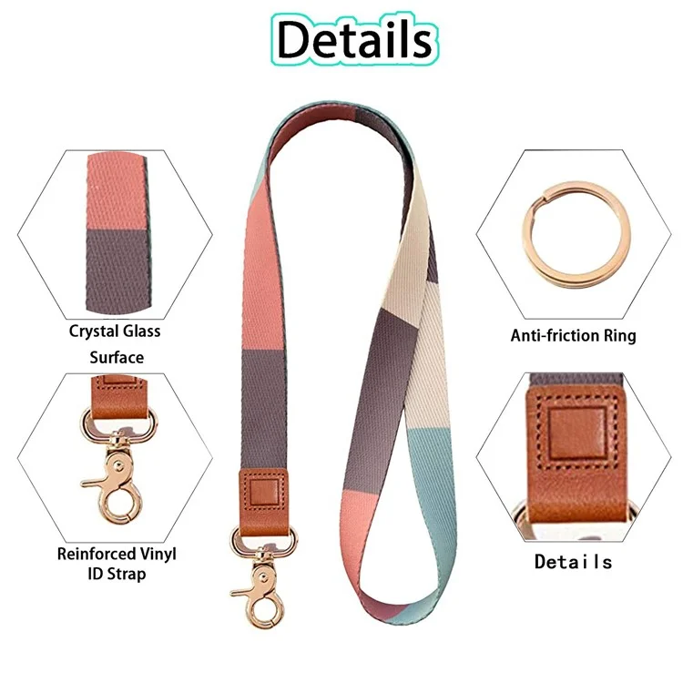 Pattern Neck Phone Lanyard ID Badge Holder Polyester Wrist Strap with 2 Metal Buckles - Flower Pattern