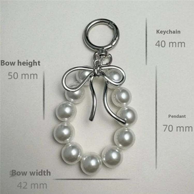 Cingcio da Polso Per Telefono Con Perline da 14 cm Bow Cinghia da Polso Per Bracciale Perle - Bianco