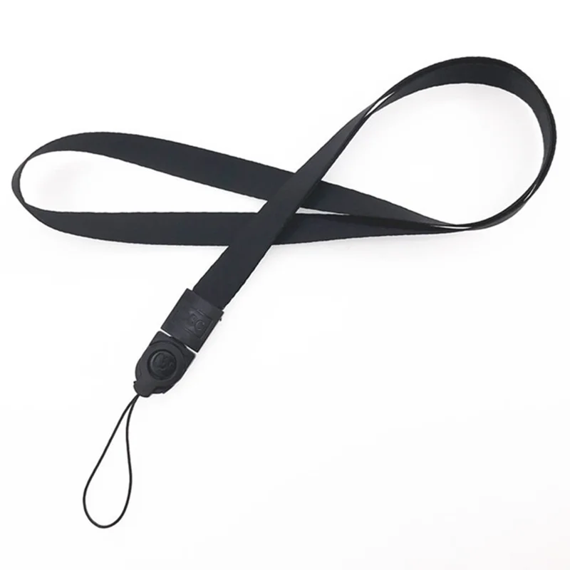 Camera Strap Phone Strap Rotatable Buckle Design 1.2cm Width Polyester Neck Strap, Total Length: 38cm+9.5cm - Black