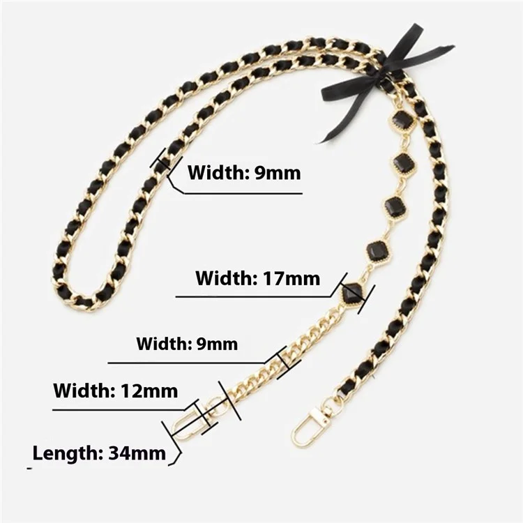 Телефон Crossbody Lanyard Metal Phone Charm Chain Chain Strap, Общая Длина: 120 См. - Черный