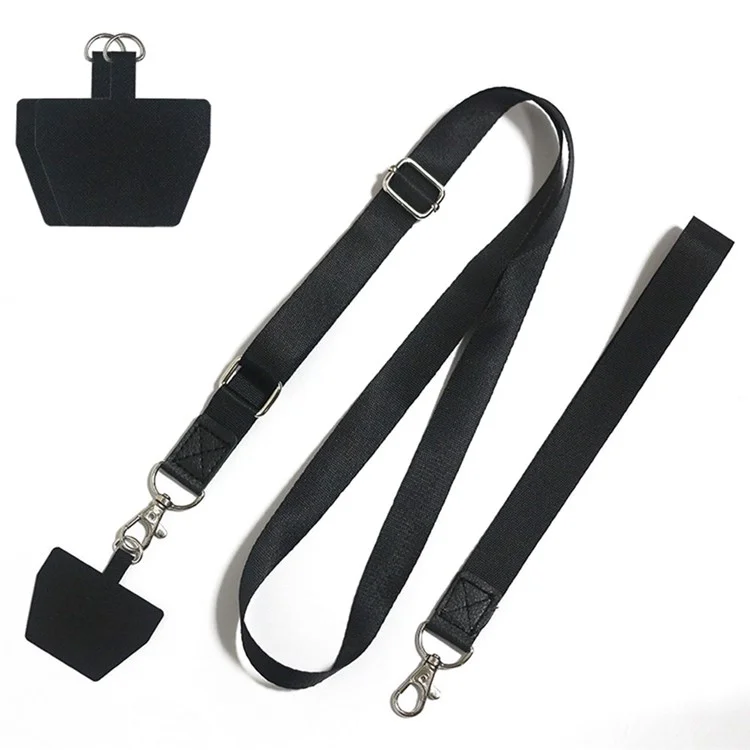 Adjustable Crossbody Phone Lanyard Neck Strap Wrist Strap Key Chain Holder with 2 Tether Tabs - Black