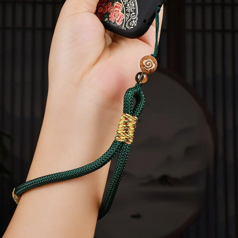 Phone Wrist Cord Purse Holder 26cm Chinese Style Cellphone Wrist Strap Keychain Hanging Pendant - Coffee
