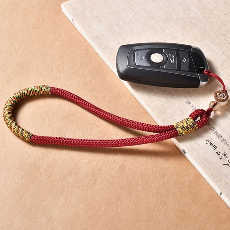 Phone Wrist Cord Purse Holder 26cm Chinese Style Cellphone Wrist Strap Keychain Hanging Pendant - Coffee