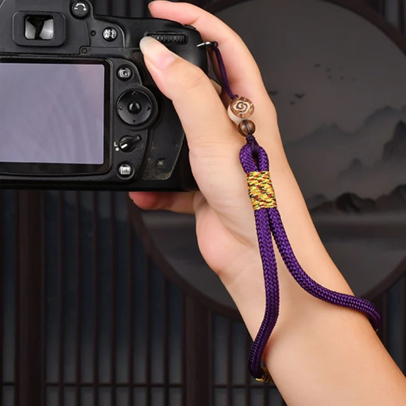 Phone Wrist Cord Purse Holder 26cm Chinese Style Cellphone Wrist Strap Keychain Hanging Pendant - Coffee