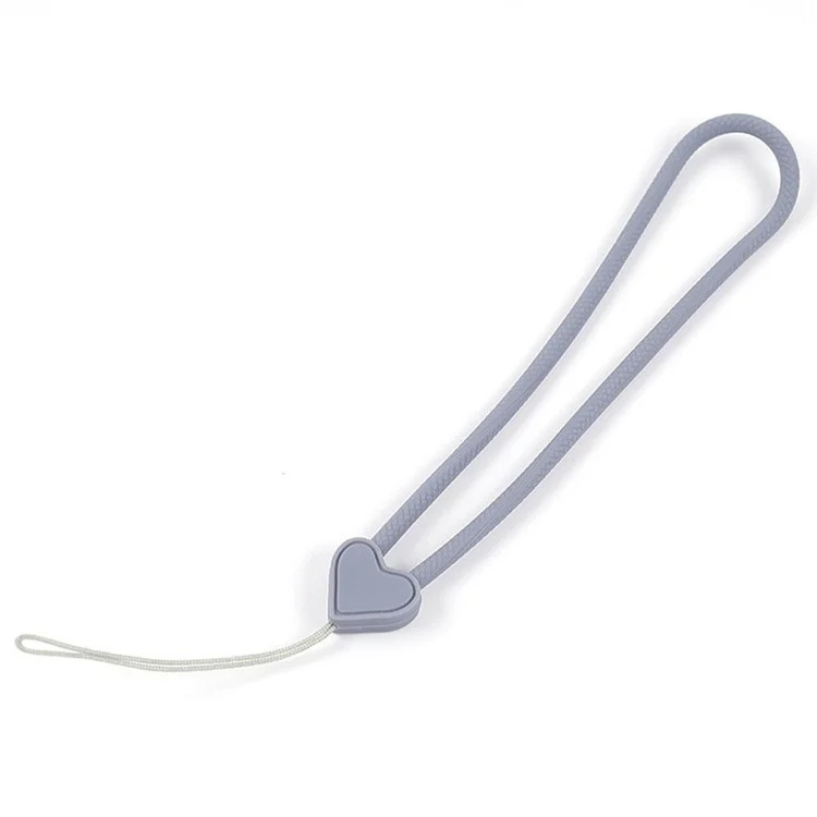 Hand Wrist Strap Lanyard 25cm Liquid Silicone Heart Cell Phone Elastic Wrist Lanyard - Grey
