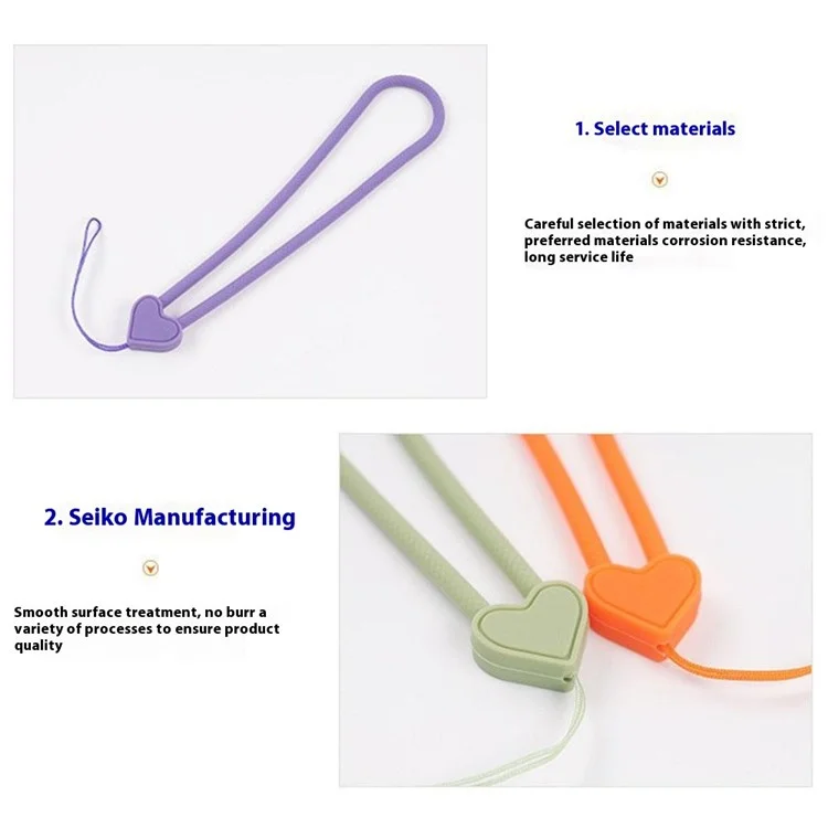 Hand Wrist Strap Lanyard 25cm Liquid Silicone Heart Cell Phone Elastic Wrist Lanyard - Grey