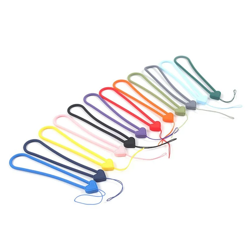 Hand Wrist Strap Lanyard 25cm Liquid Silicone Heart Cell Phone Elastic Wrist Lanyard - Black