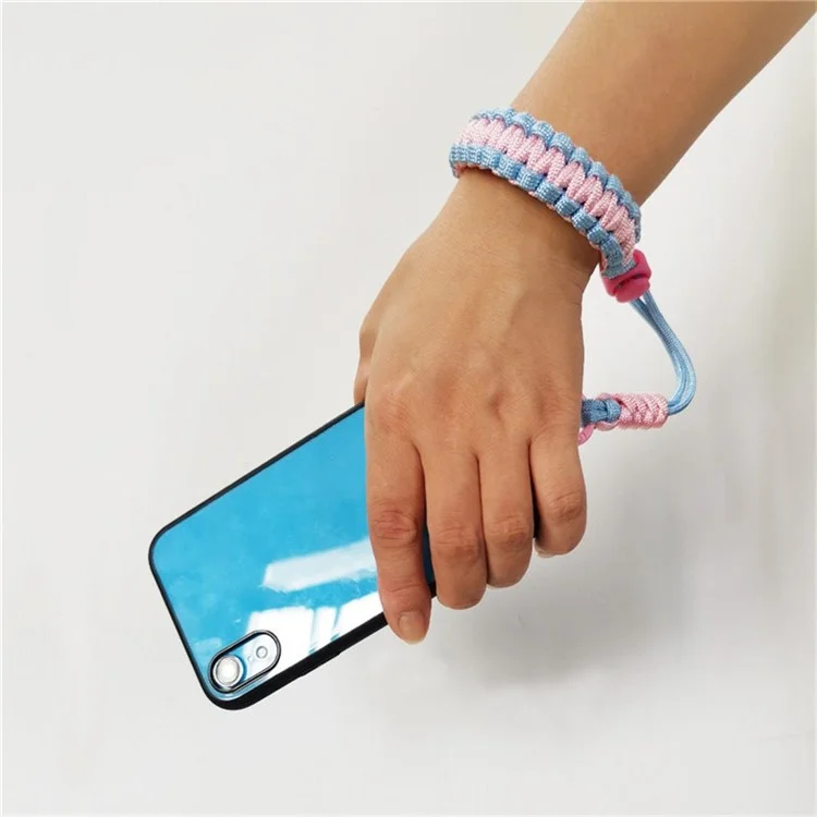 S-91 Hand-strap Strap Tryded Polyester Anti-loss Alignable Téléphone Réglable - Bébé Bleu + Rose