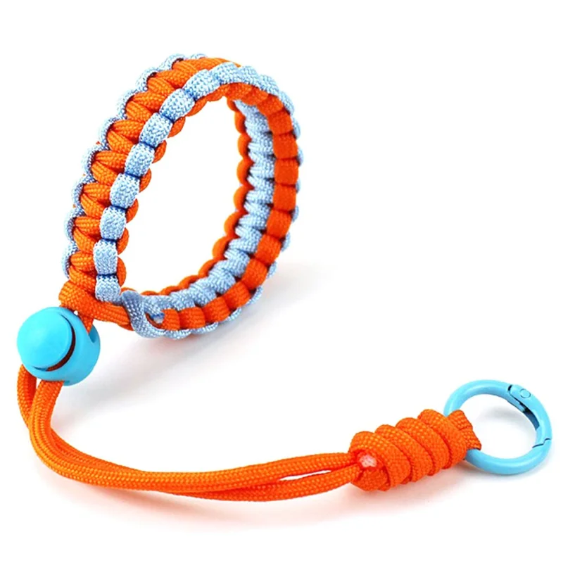 S-91 Hand Wrist Strap Braided Polyester Anti-Loss Adjustable Phone Lanyard - Orange+Baby Blue