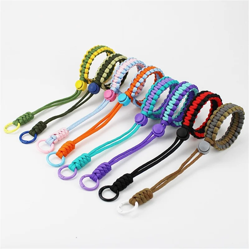 S-91 Hand Wrist Strap Braided Polyester Anti-Loss Adjustable Phone Lanyard - Orange+Baby Blue